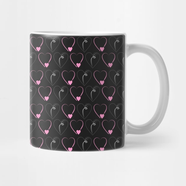 Love pattern pink and white with black background, isolate by Degiab